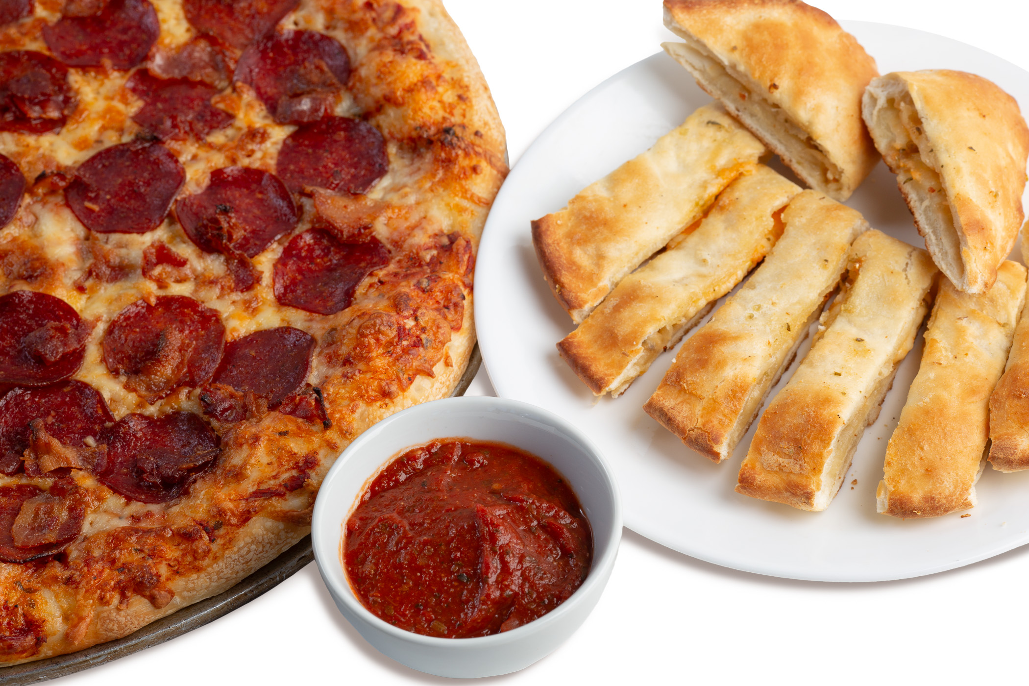 Pizza and cheese sticks take out